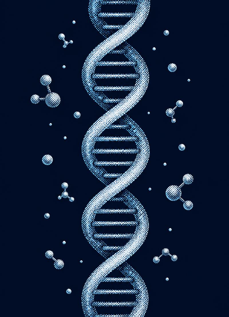 Dithered DNA helix on a night background